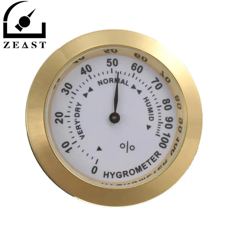 

Round Calibrate-able Gold Frame Hygrometer for Tobacco Cigar Humidor 3/8" Humid Calibration GOLD Analog Hygrometer