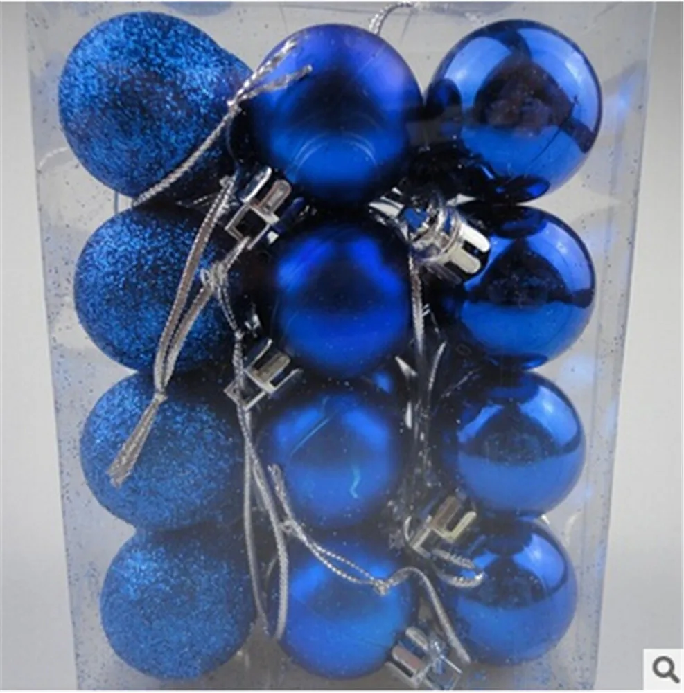 Рождественская елка шар 24 шт. 30 мм безделушка Висячие вечерние украшения для свадьбы Z3 - Цвет: Синий