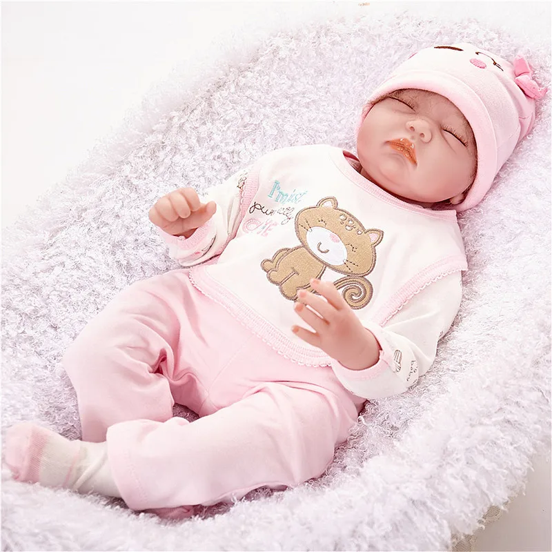 

22 inches Reborn Baby Doll + Clothes for Children Baby Special Gift Silicone Doll baby Toy