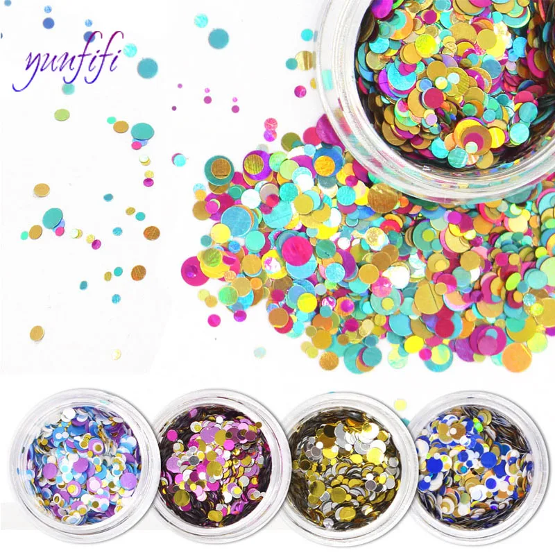 

12 color round nail art sequins, laser gradient color DIY nail jewelry