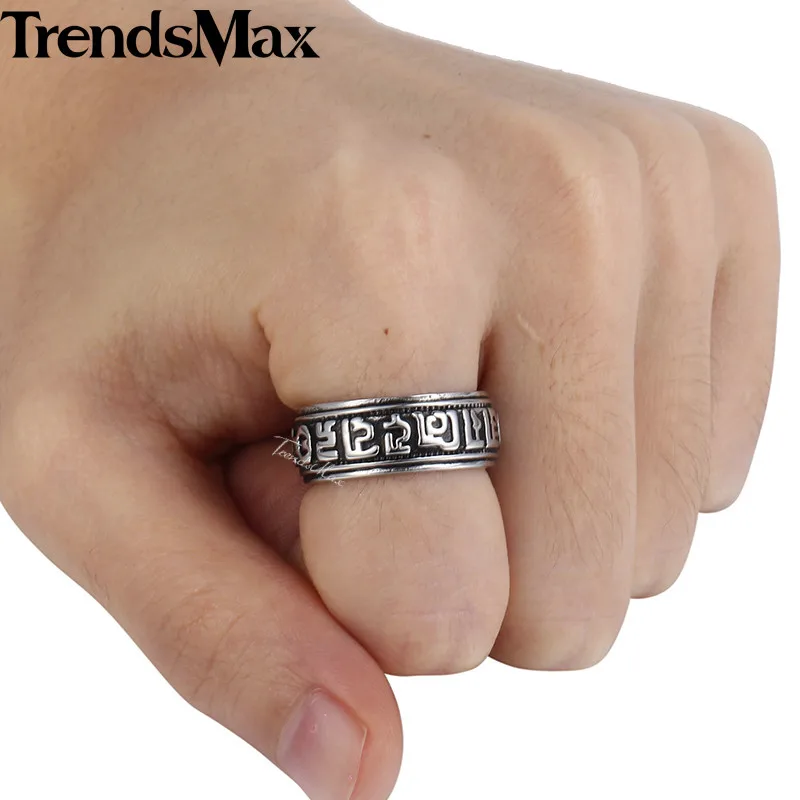 Trendsmax Trendy Mens Women Magic Runes Wedding Engagement Band Ring 316L Stainless Steel Ring HR335