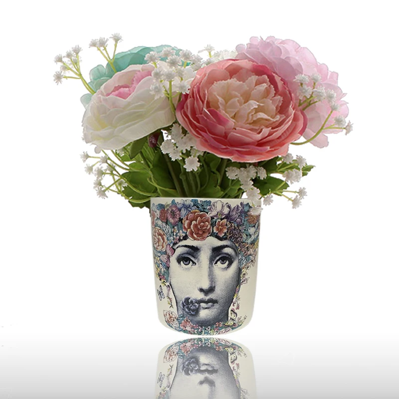 Nordic моды ваза в стиле Форназетти Красота лицо цилиндрический жардиньерка для цветы цветочный Art аксессуары красивый стол украшения