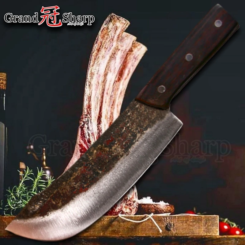 

Chef Cleaver Knife Chopper Slicing Cooking Tools Handmade Kitchen Knives Traditional Chinese Style Pro Sharp Slaughter Knife NEW