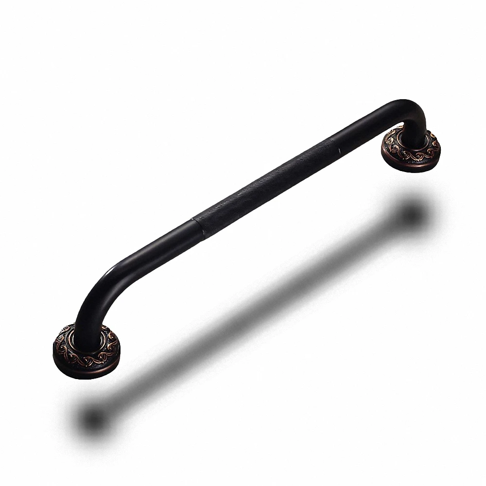Bathroom Bathtub Grab Bar, 45cm Length Shower Handrail, Home Care Support, Classic Black, Solid Brass Material