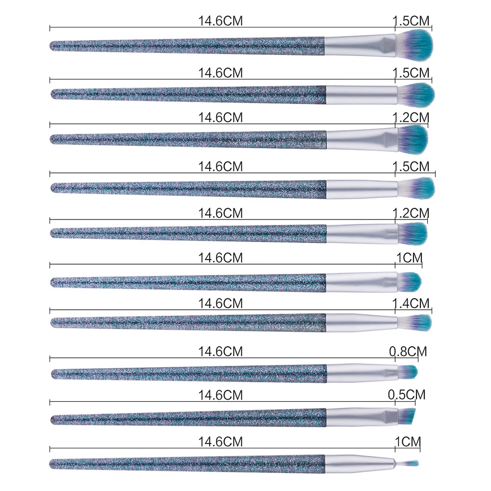 ELECOOL 10 шт./компл. профессиональные тени для глаз кисти с гальваническим покрытием пайетки глаз Красота наборы кистей для макияжа Прямая поставка
