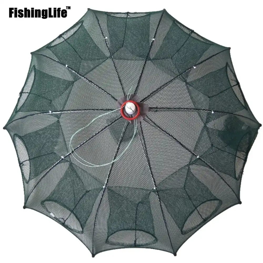 Vansee Lazy Trap Fishing Net 6 Holes Folded Hexagon Fishing Net Crayfish Catcher Net