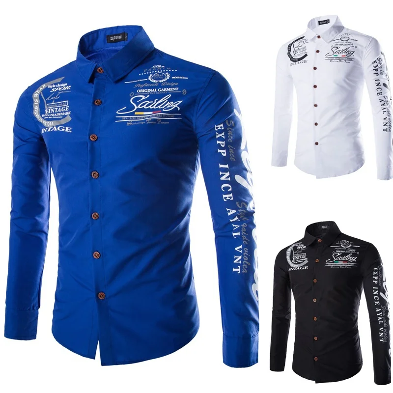 

geek new autumn and winter men's shirt printing casual long sleeve