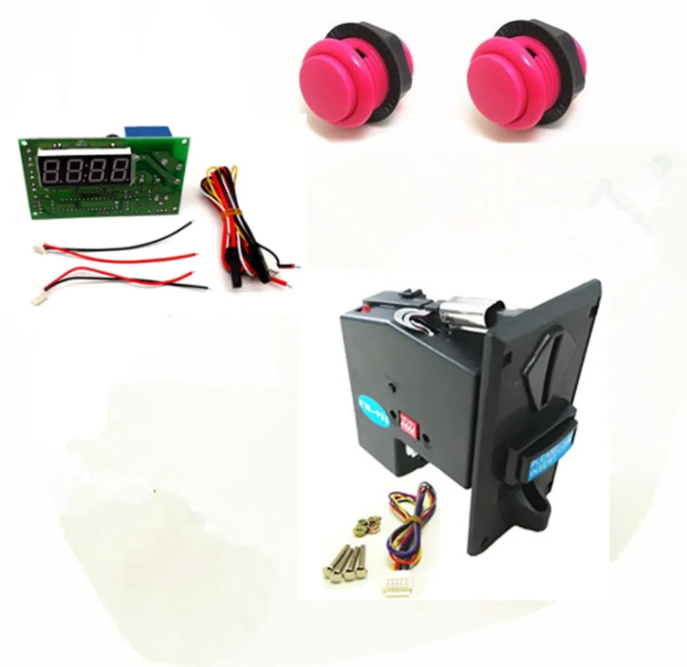 

1 kit of coin acceptor timer board push button JY-922 plastic plate program type coin selector for 1-2 types of same value coins