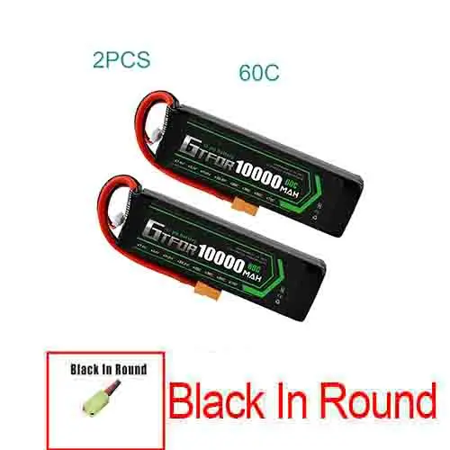 GTFDR lipo батарея 7,4 V 10000mAh 2S 60C 80C 100C RC батарея Deans XT60 для 1/8 1/10 автомобилей RC лодка вертолет Квадрокоптер лодка автомобиль - Цвет: 2S10000mah60C-Black