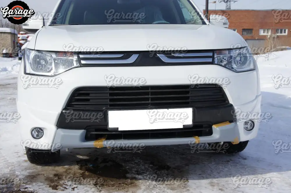 Центральная вставка бампера для Mitsubishi Outlander 3 2012- АБС пластик аксессуары Тюнинг автомобиля Стайлинг кузова комплект украшения