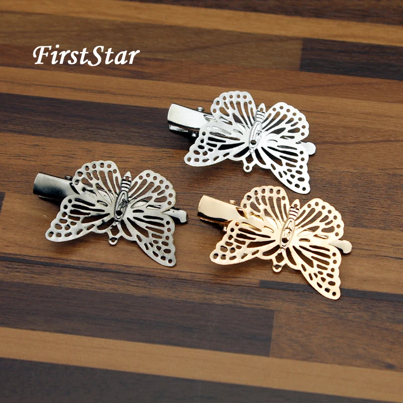 Милая заколка для волос FirstStar серебристые и золотистые полые металлические