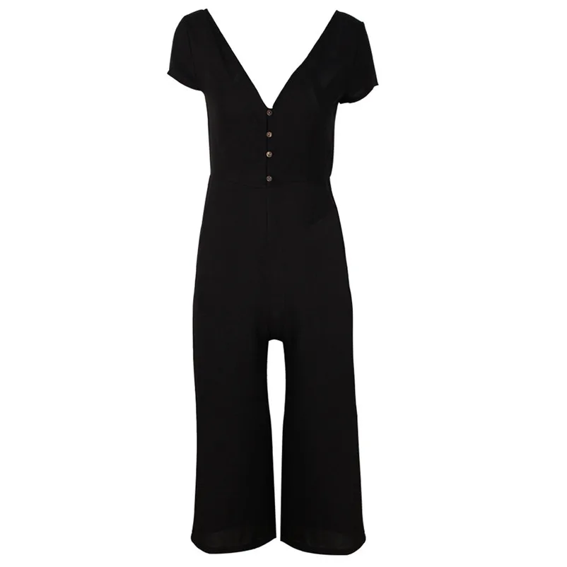 Fashion summer jumpsuit woman 2018 V-Neck Short Sleeve Strappy Holiday Long Playsuits Trouser Jumpsuit pantaloni siamesi A03#N (8)