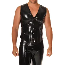 Латекс Жилет Черный Латекс Жилет С Передней Обшитые Пуговицы