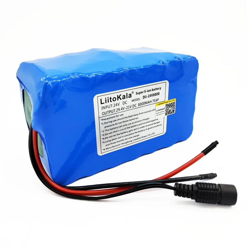 LiitoKala 24V 7S4P 8000mAh Высокая мощность 8AH 18650 литиевая батарея с BMS 29,4 V электрический велосипед электрический автомобиль