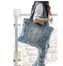 Denim Causal Tote Bag Large Capacity Shopping Bag Street Shoulder Bag Mochila Handbag 2019 fashion women bag vintage casual denim handbag lady large capacity jeans tote weave tape creative shoulderbag tassel bag denim