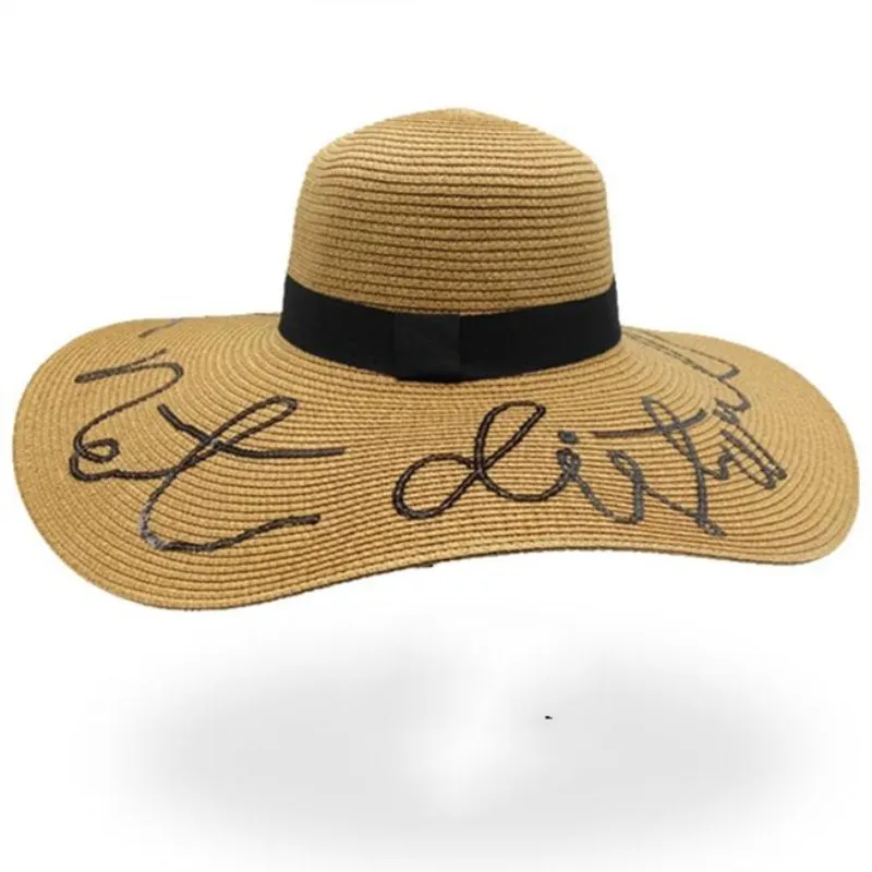 Seioum, летние женские шляпы с большими полями, модные, с блестками, с надписью, не беспокоить, с вышивкой, в сложенном виде, широкополая шляпа, богемная пляжная шапка