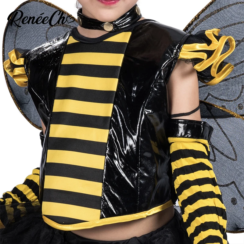 Детский костюм на Хеллоуин; костюм пчелы для девочек; милый детский карнавальный костюм; солнечный мед; пчела; платье; повязка на голову; крылья; костюм из 3 предметов