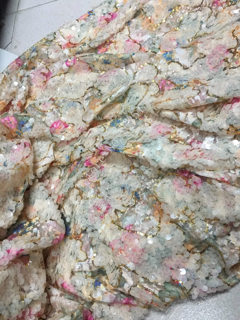 Nice flowers fashion latest deisng Big sequins lace fabric guipure lace fabric with sequins. NO A88-13