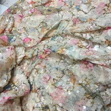 Nice flowers fashion latest deisng Big sequins lace fabric guipure lace fabric with sequins. NO A88-13