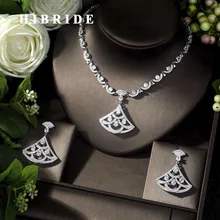 HIBRIDE 2pcs Bridal Cubic Zirconia Jewelry Sets for Women Party Luxury Dubai Nigeria CZ Crystal Wedding Jewelry Sets BijouxN-242 godki luxury flower blossom nigerian bridal jewelry sets for women wedding cubic zirconia crystal cz dubai indian jewelry sets