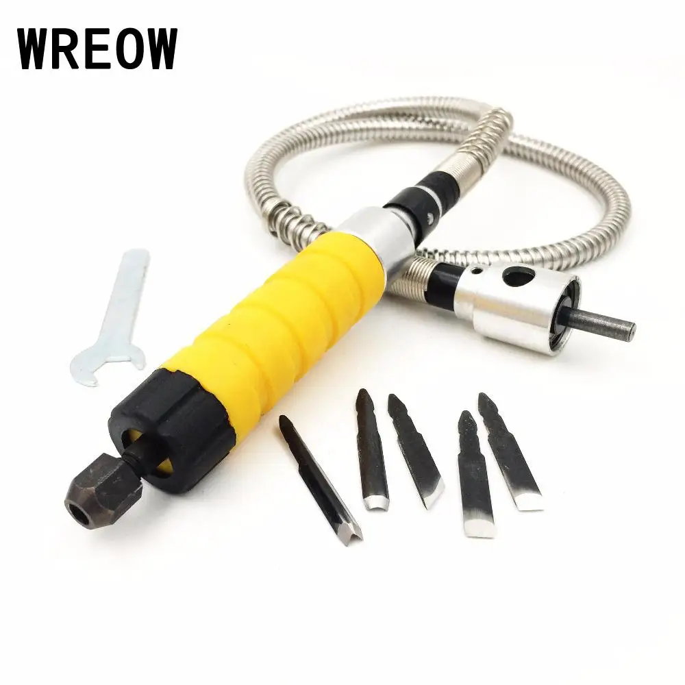 

Carved chisel Blade Tip for Electric Drill with metal hose linked with desktop polish machine Woodworking furniture carve tools
