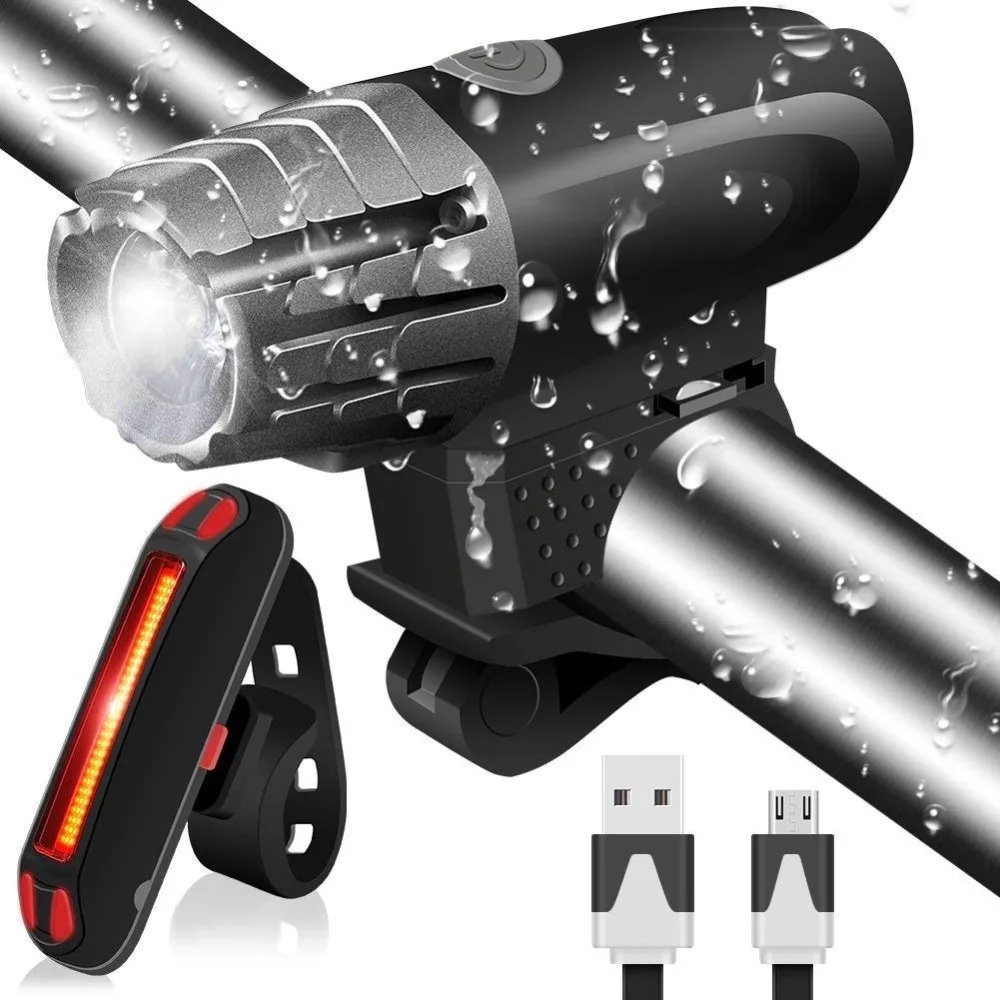 

Bike Light USB Rechargeable 1500mA Powerful Waterproof Tail Light, LED Front and Back Rear Lights Easy to Install Bike