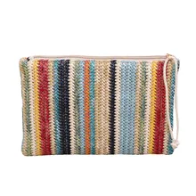 Женский Повседневный клатч INS, популярная полосатая Женская Мини вязаная Повседневная сумка, праздничная Летняя Пляжная соломенная сумка SS3156