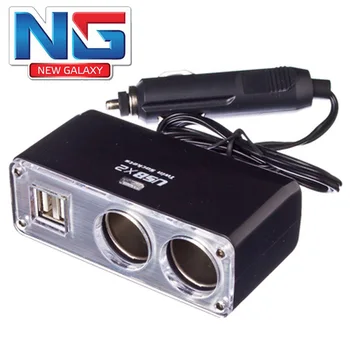 

NEW GALAXY 12 V 3 Way Auto Cigarette Splitter Lighter Power Adapter 12V with USB Car Charger Free shipping 768-273