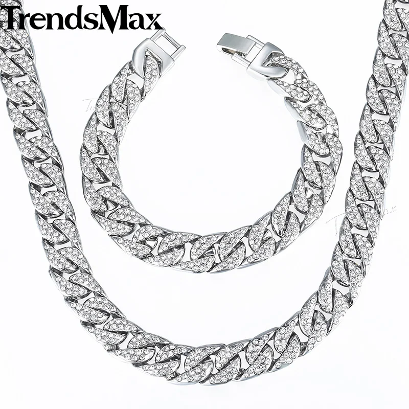 Женский и мужской набор украшений Trendsmax кубинское Ожерелье В Стиле Хип Хоп Майами