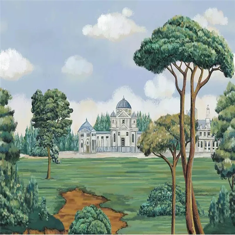 Hand-painted European painting castle forest wall decoration painting factory wholesale wallpaper mural photo wall Hand-painted European painting castle forest wall decoration painting factory wholesale wallpaper mural photo wall