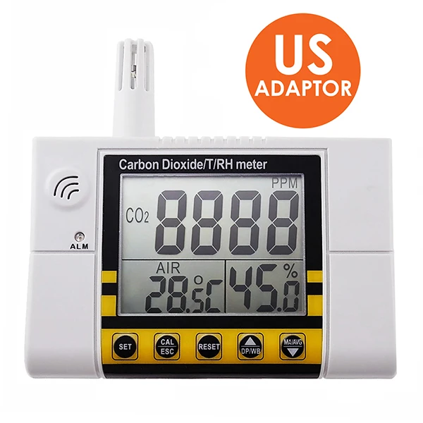 Цифровой настенный качество воздуха в помещении температура, относительная влажность углекислого газа CO2 метр Сенсор детектор 0~ 2000ppm диапазон - Цвет: CO22-US