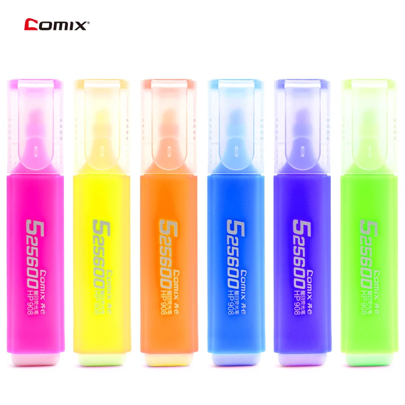 Comix High-capacity Highlighter Pen Marker Pens Cute Kawaii Stationery Material Papelaria Writing student Office School Supplies