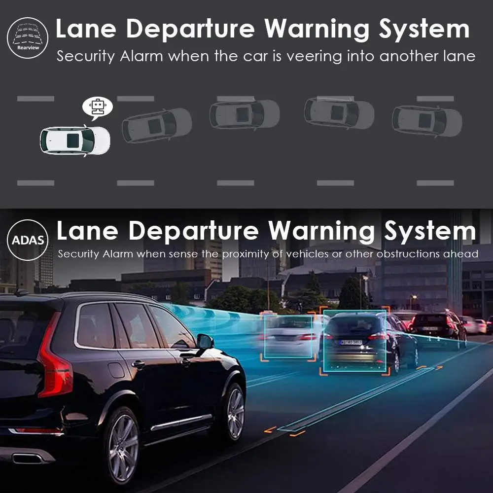 AZDOME 1" зеркало Dash Cam PG02 сенсорный полный экран потокового медиа ADAS двойной объектив ночного видения 1080P DashCam Автомобильный видеорегистратор Поддержка gps