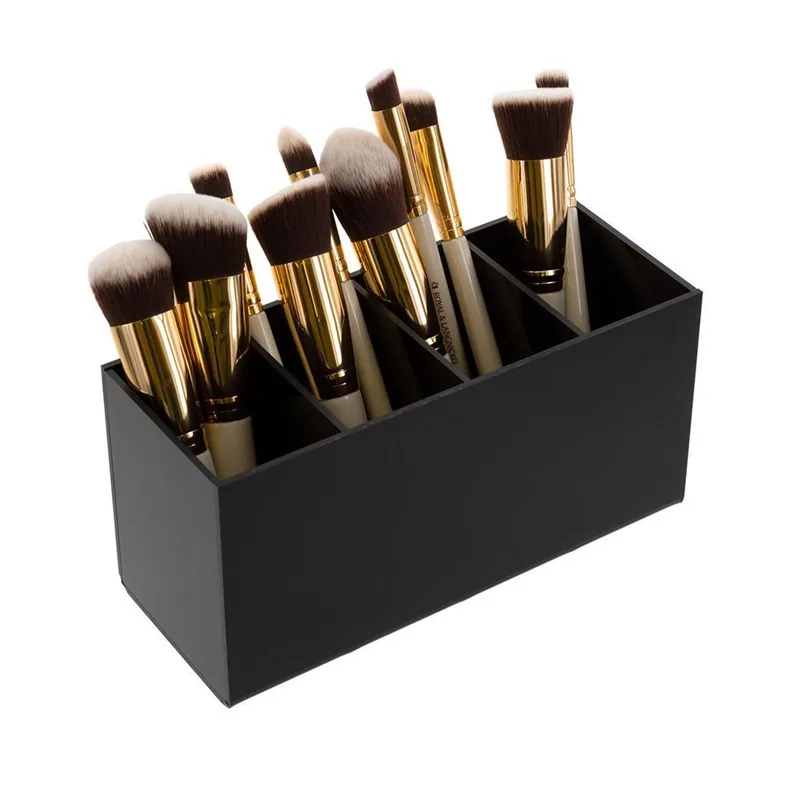 4 Grids Black Acrylic Cosmetic Organiser Lipstick Brush Holder Makeup Storage (5)
