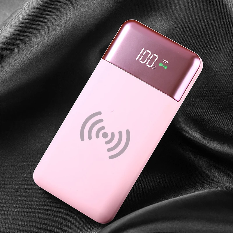 

Wireless Charging Colorful 20000MAH Power Bank QI Standard Digital Display Charging Treasure Portable Powerbank For iPhone X