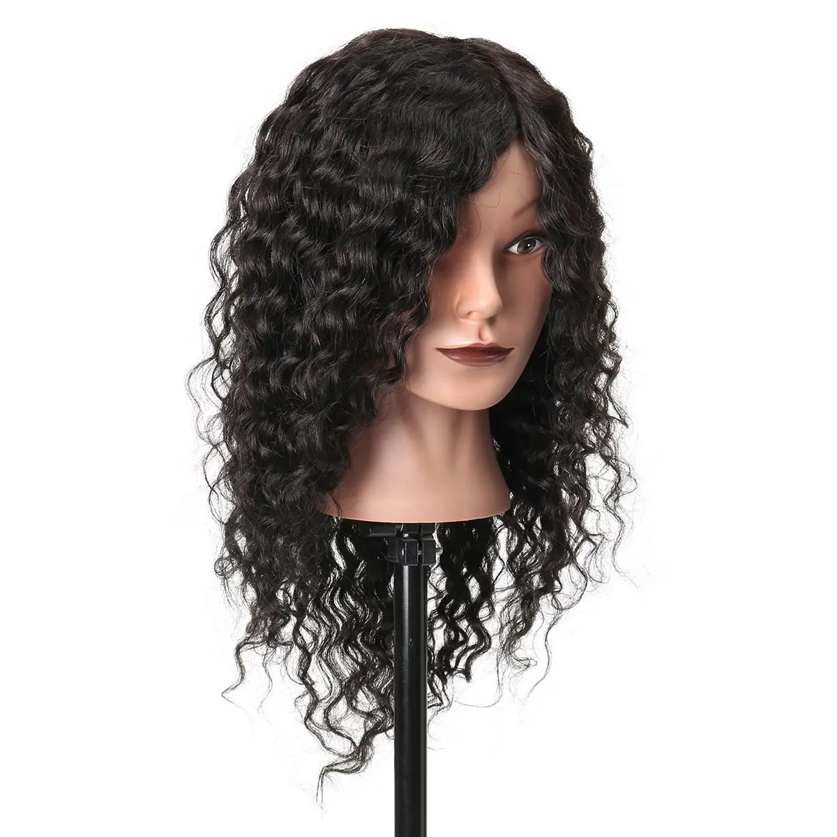 

18'' 100% Real human Hair Training Manequin Head With Black Corn Perm Hair Salon Hairdressing Practice Braiding Tool New