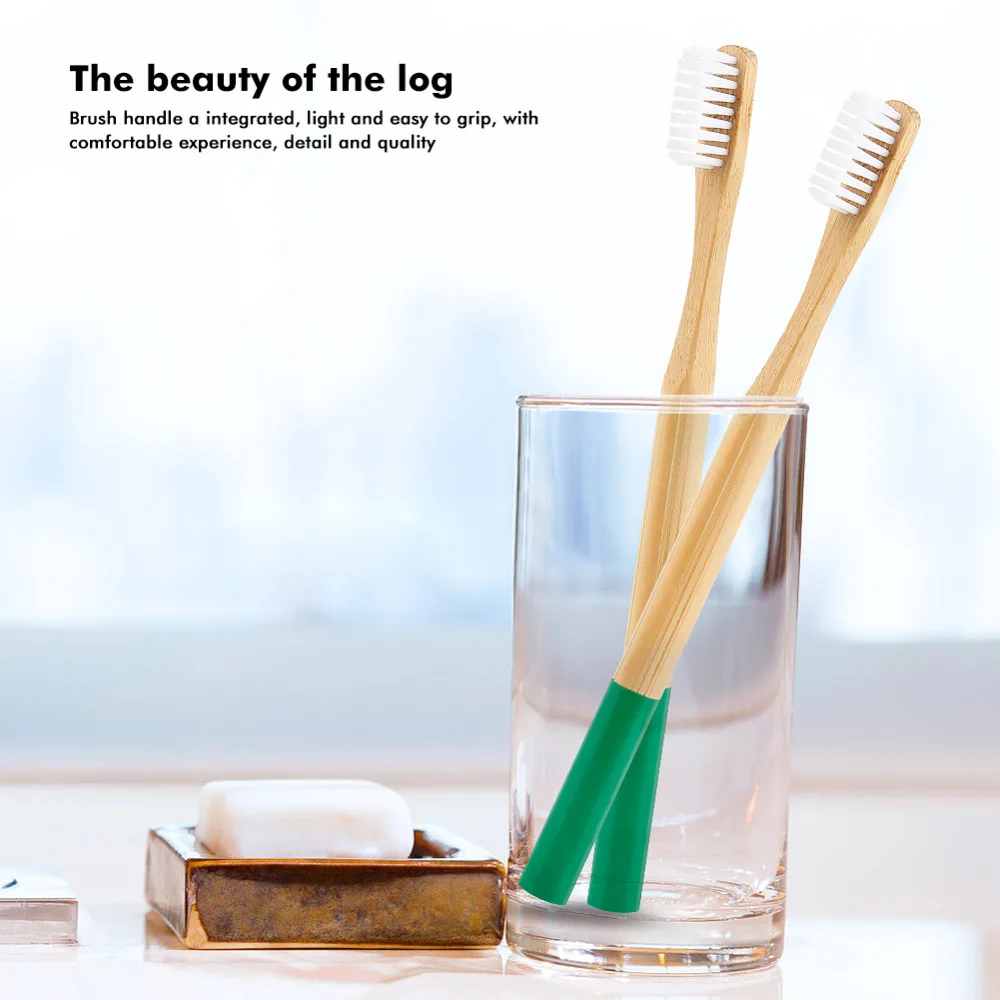 20 шт цветная зубная щетка из натурального бамбука мягкая щетина бамбука Экологически чистая зубная щетка для ухода за полостью рта случайный цвет