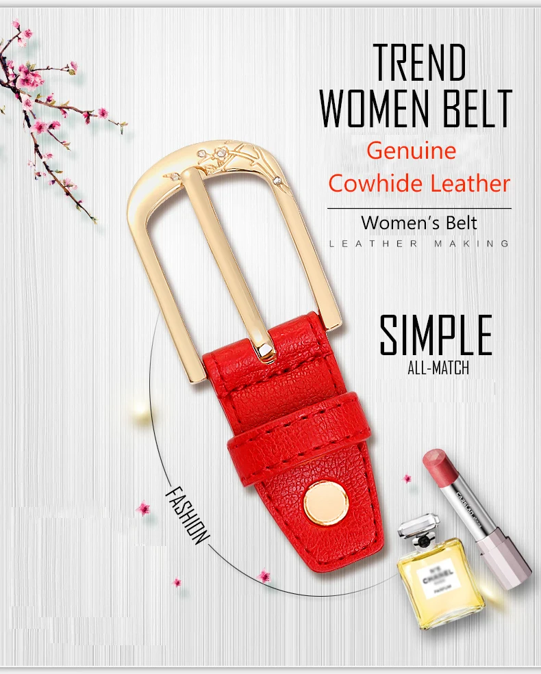 (2)Catelles Fashion Women's Belt Female Genuine Leather Designer Brand Luxury Pin Buckle Strap Ladies Woman Belts For Women Jeans