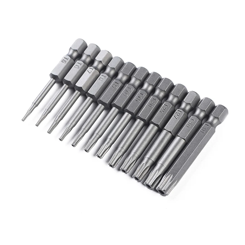 12pcs 1/4" Torx Electric Screwdriver Bits 50mm Long Torx