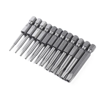 

12pcs 1/4" Magnetic Torx Electric Screwdriver Bits 50mm Long Torx Screwdriver Set T5/T6/T7/T8/T9/T10/T15/T20/T25/T27/T30/T40