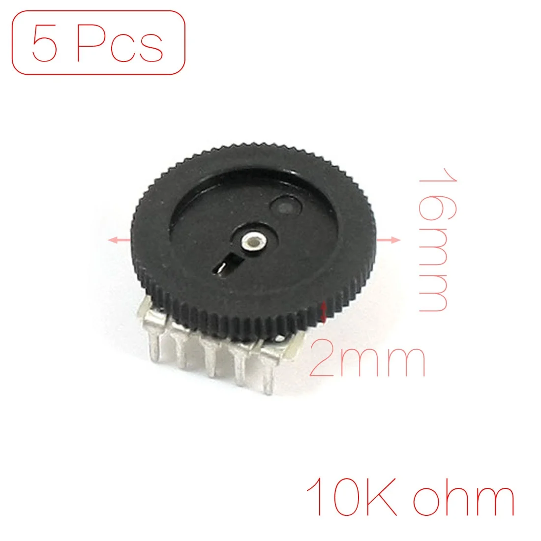 

B103 16X2mm 10K Ohm Double Dial Taper Volume Wheel Duplex Potentiometer 5Pcs