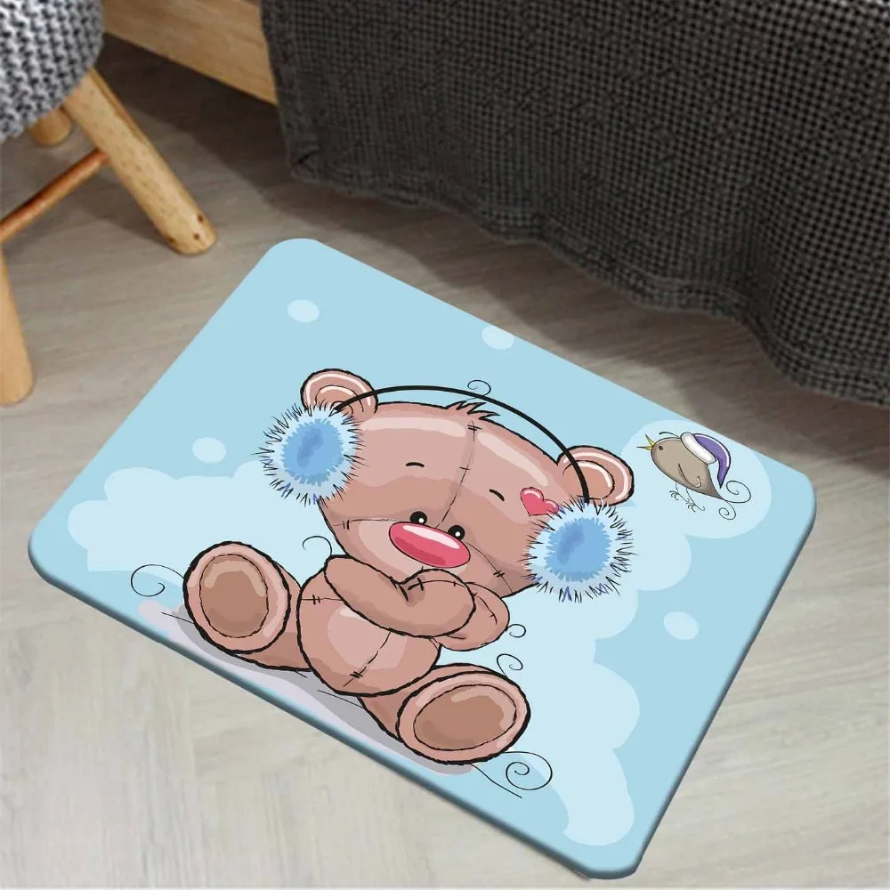 Else синий пол коричневый плюшевый милые медведи птицы 3d узор принт Нескользящие тапочки половик домашний декор Прихожая Дети Коврик для комнаты