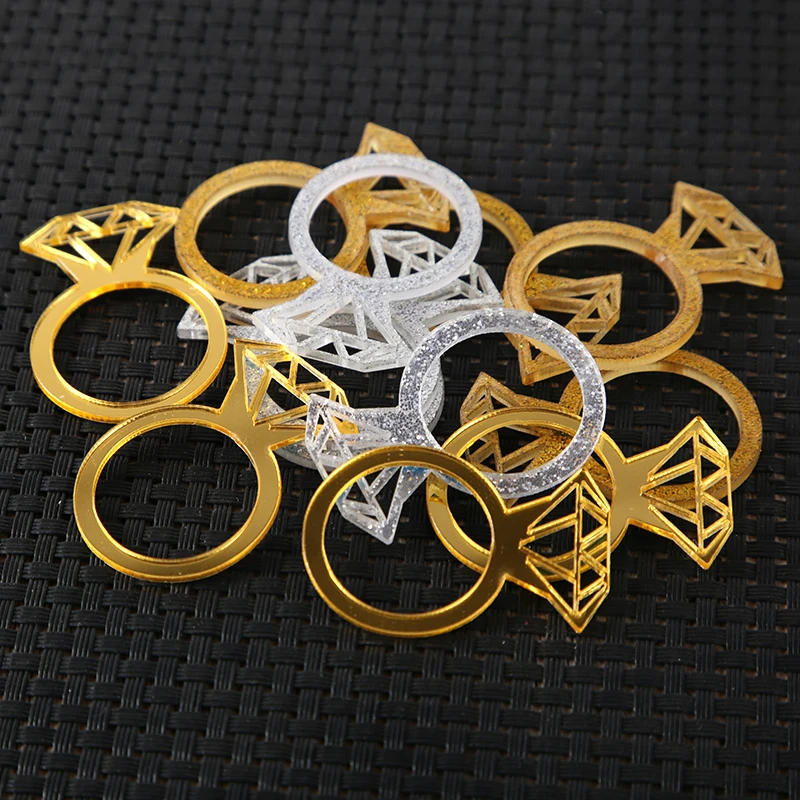 

Acrylic Silver or Gold Glitter Confetti DIAMOND RING,Bridal Shower Decorations,Engagement Party Decor,Wedding Decorations