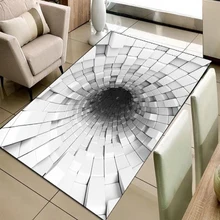 Черный белый бесконечный вихревой кубики коробки 3d печать Нескользящая микрофибра Гостиная декоративный современный моющийся коврик