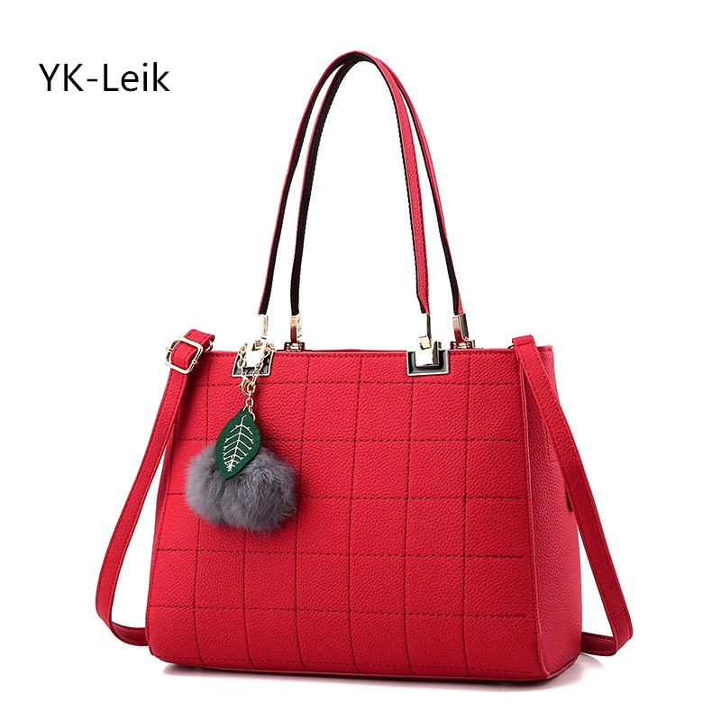 YK Leik 2017 Korean High end luxury handbag Plaid Pu Leather Shoulder