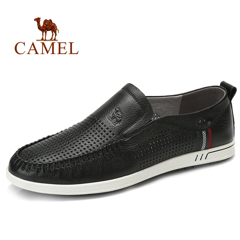 

CAMEL Men's Shoes Soft Genuine Leather Breathable Punching Casual Fashion Lightweight Driving Men Loafers Business Shoes Men