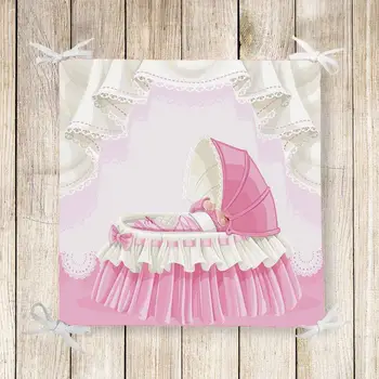 

Else Pink Cradle Baby Room 3d Print Chair Pad Seat Cushion Soft Memory Foam Full Lenght Ties Non Slip Washable Square