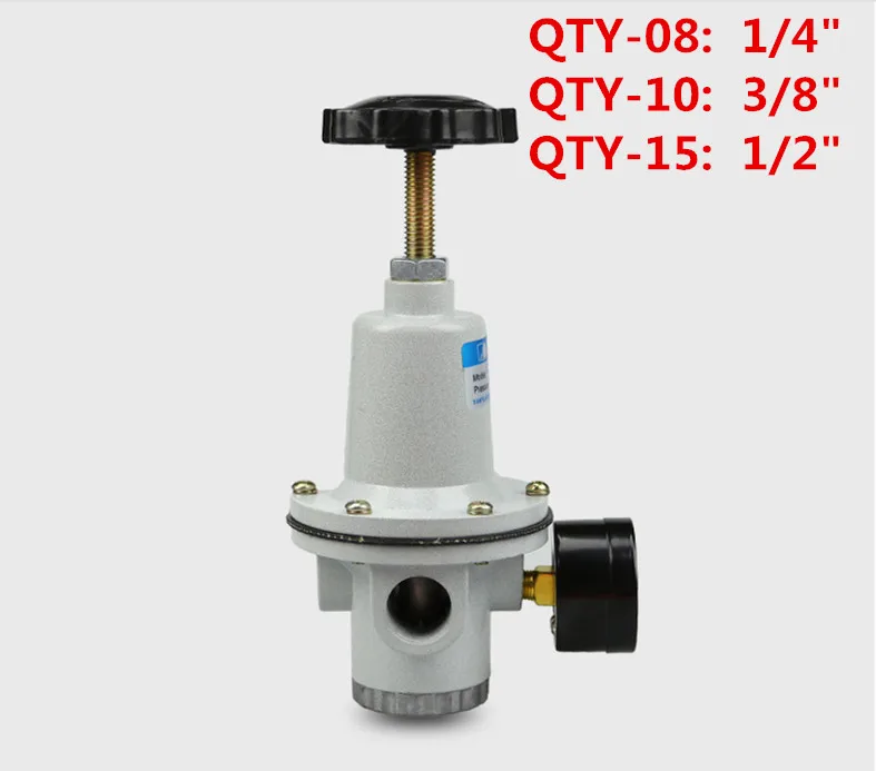 

Large flow air regulator inlet port thread 1/4 3/8 1/2 inch BSP pneumatic treatment units QTY-15/10/08 with pressure gauge