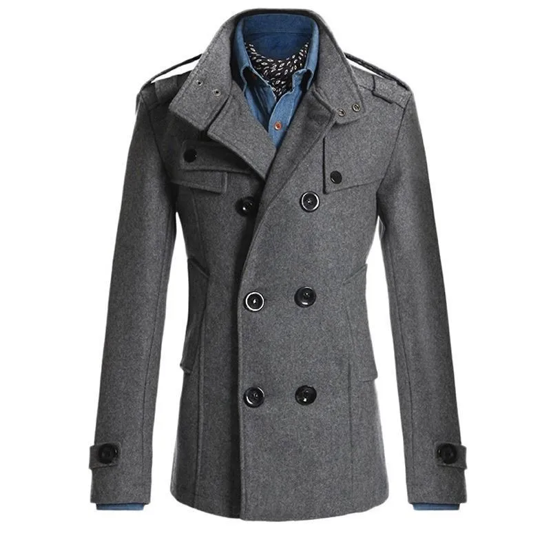 New Autumn Winter Elegant Office Mens Coats Overcoats Double Breasted ...