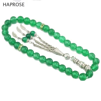 

Natural green yellow agate 33beads tassel Stone round Shape 10mm beads Prayer beads tasbih Muslim Tasbih Islamic bracelet